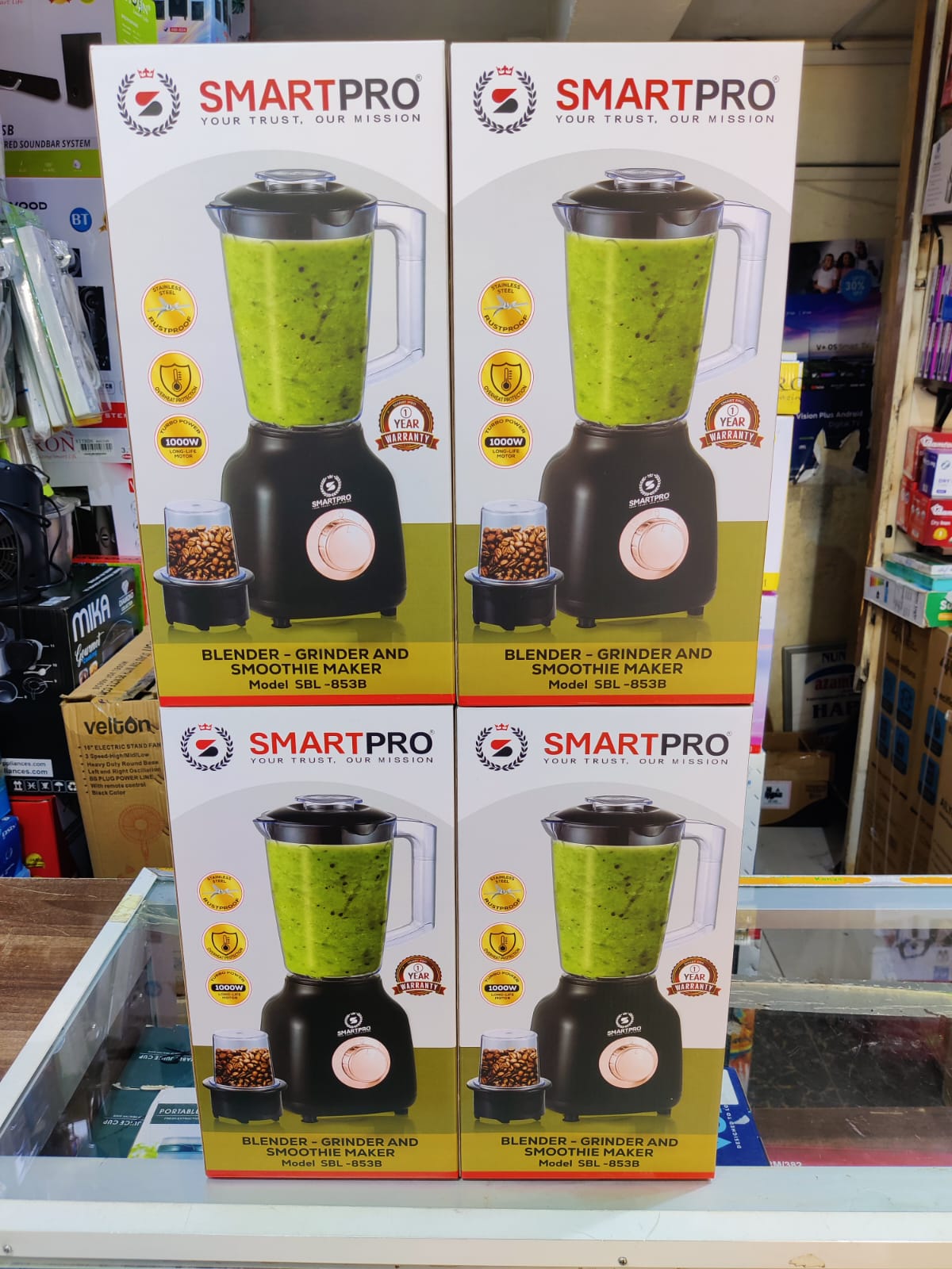 SmartPro 2-in-1 Blender & Grinder SBL-853B | 1000W Powerful Motor | Heavy-Duty Jar | Stainless Steel Blades | Smoothie Maker, Spice Grinder & Home Food Processor | 1-Year Warranty