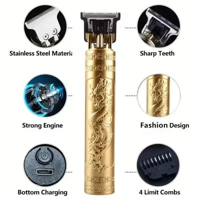 Vintage T9 Golden Dragon Rechargeable Electric Hair Clipper Trimmer Cutting Machine