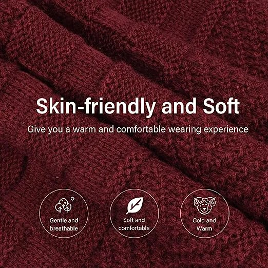 Mens Womens Winter Beanie Hat Scarf Set Warm Knit Hat Thick Fleece Lined Winter Cap Neck Warmer for  Both Men and Women