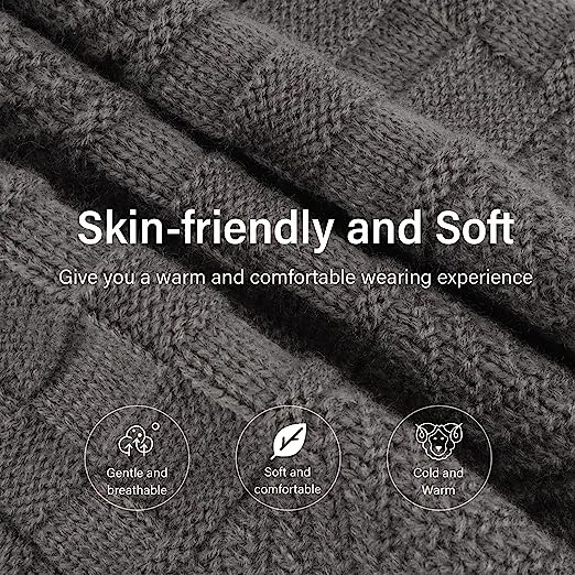 Mens Womens Winter Beanie Hat Scarf Set Warm Knit Hat Thick Fleece Lined Winter Cap Neck Warmer for  Both Men and Women