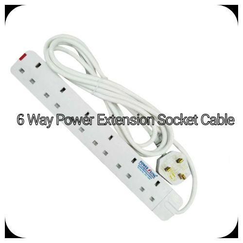 Power King Extension Cable With 6 AC Power Outlets, 13A, And 2 M Long Cable + Free GIFT 5 Way Extension