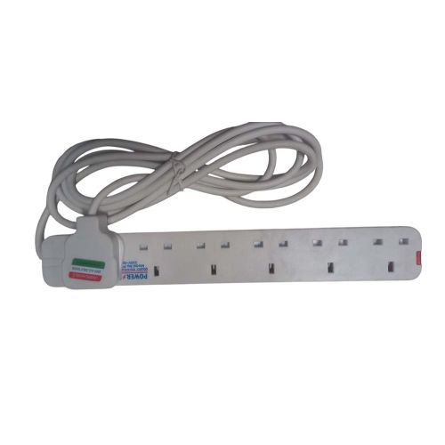 Power King Extension Cable With 6 AC Power Outlets, 13A, And 2 M Long Cable + Free GIFT 5 Way Extension