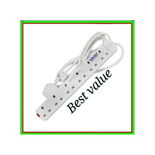 Power King Extension Cable With 6 AC Power Outlets, 13A, And 2 M Long Cable + Free GIFT 5 Way Extension