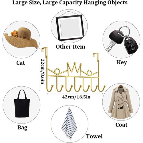 Over The Door Hanger with Hooks for Clothes, Over Door Hooks, Behind Door Hangers  for Coats, Hats, Towels