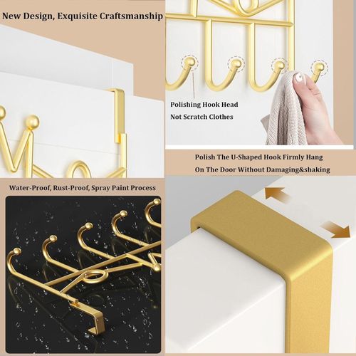 Over The Door Hanger with Hooks for Clothes, Over Door Hooks, Behind Door Hangers  for Coats, Hats, Towels