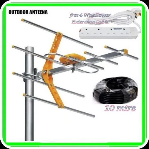Digital TV Aerial Antenna High-Gain Indoor/Outdoor TV Aerial Antenna – Digital HDTV Signal Booster + Free Power king 4-Way Extension