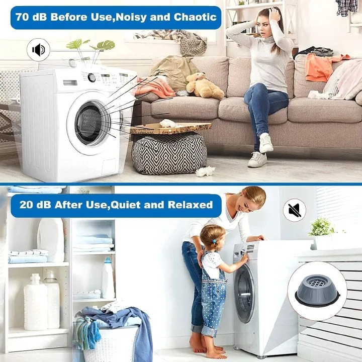 4Pcs Shock and Noise Cancelling Washing Machine Support, Noise Reducing Anti Slip Anti Vibration Rubber Anti-Walk Dryer Washer Vibration Feet Pads, Washing Machine Stabilizer