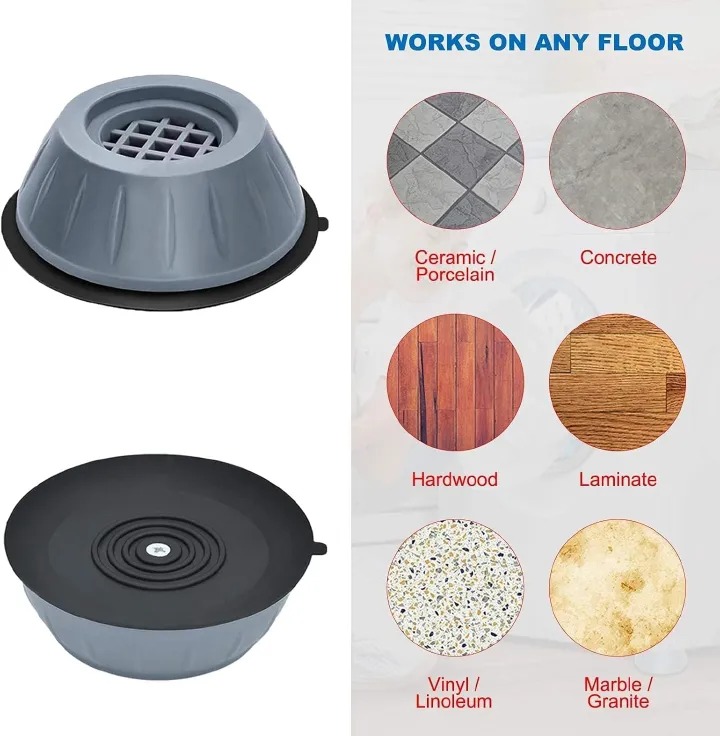 4Pcs Shock and Noise Cancelling Washing Machine Support, Noise Reducing Anti Slip Anti Vibration Rubber Anti-Walk Dryer Washer Vibration Feet Pads, Washing Machine Stabilizer