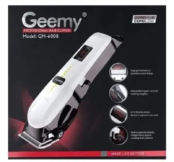 Geemy Cordless Rechargeable Geemy Shaver with Indicator  AC+DC Professional Rechargeable Trimmer & Hair Clipper + BONUS 4 WAY POWER EXTENSION CABLE SOCKET & 6 FACE TOWELS