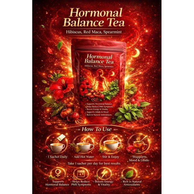 Hormonal Balance Tea – 🍵 Hibiscus, Red Maca & Spearmint for Natural Hormone Support