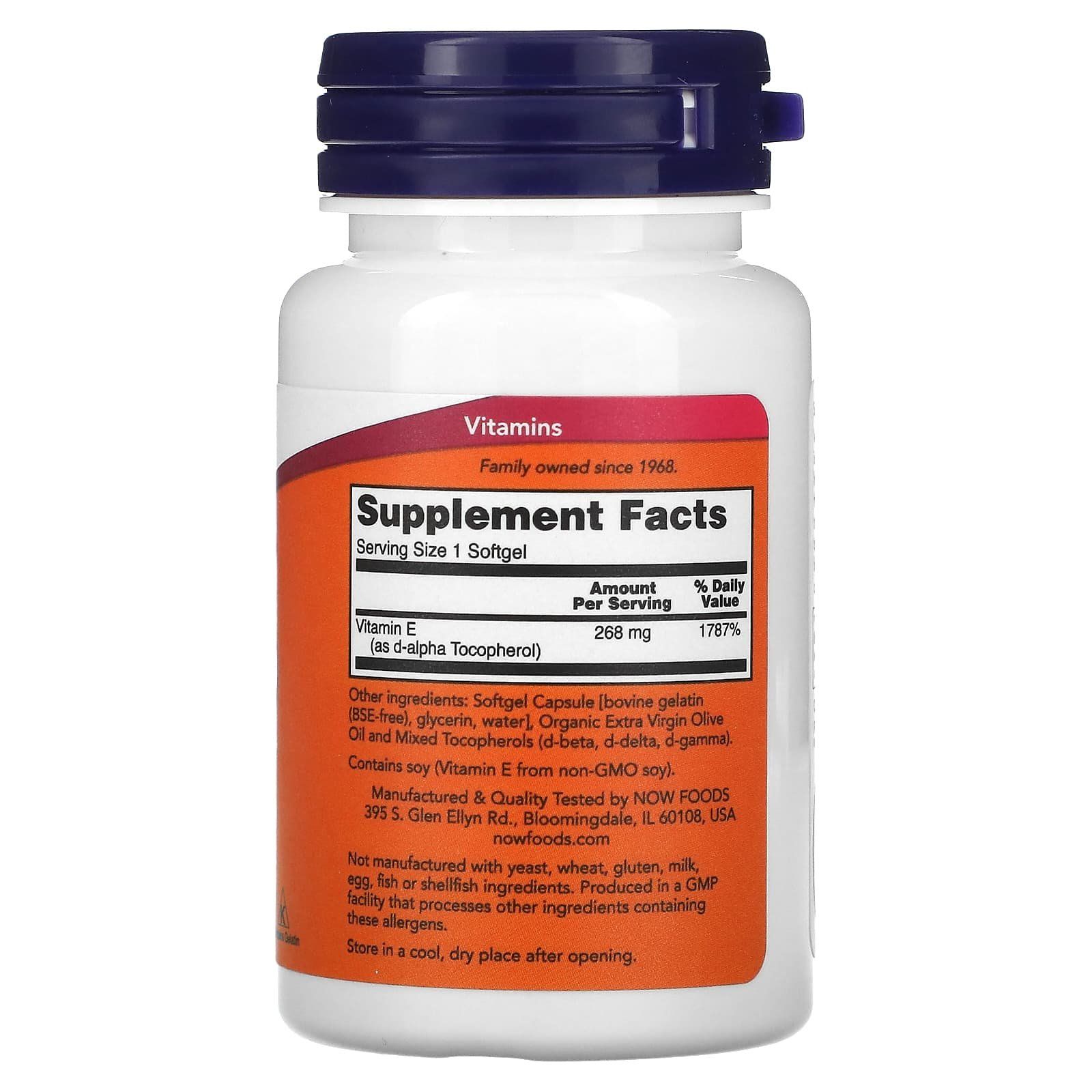 Now Foods E400 Vitamin E 400iu Natural Capsules -100’s