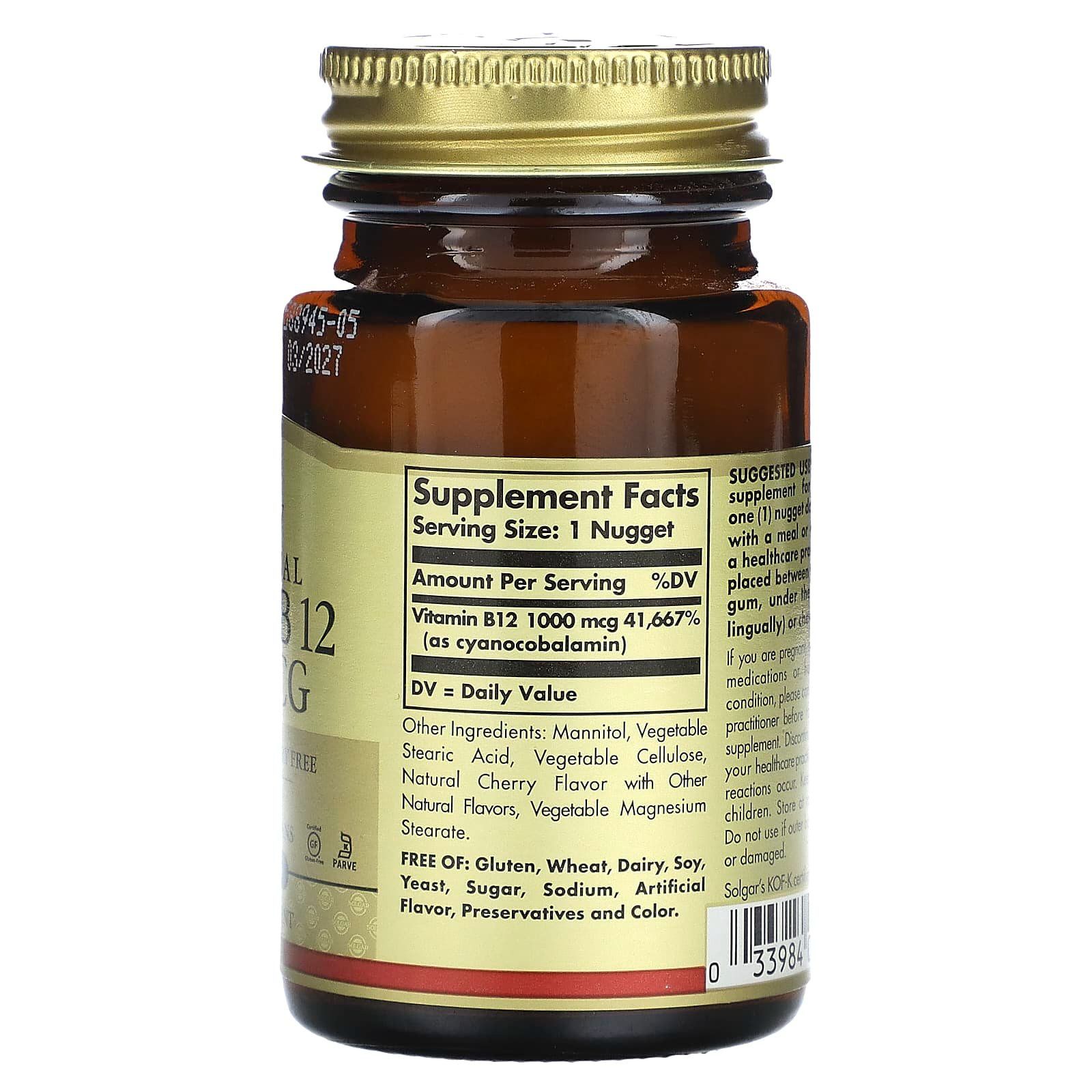 Solgar Vitamin B12 1000mcg Nuggets -100’s
