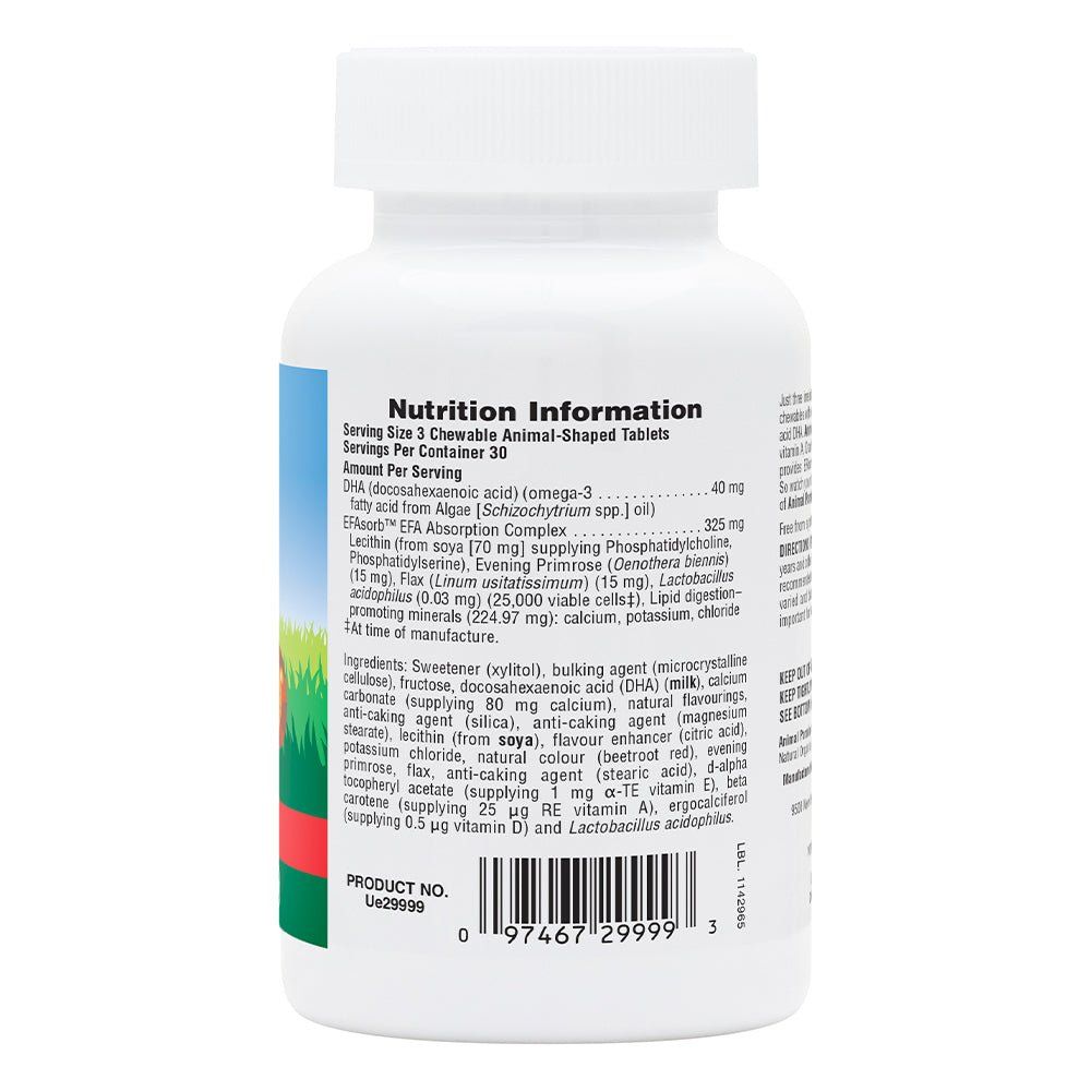 Natures Plus Animal Parade DHA for Kids Chewable Tablets -90’s-Supports brain function-Omega-3 fatty acid