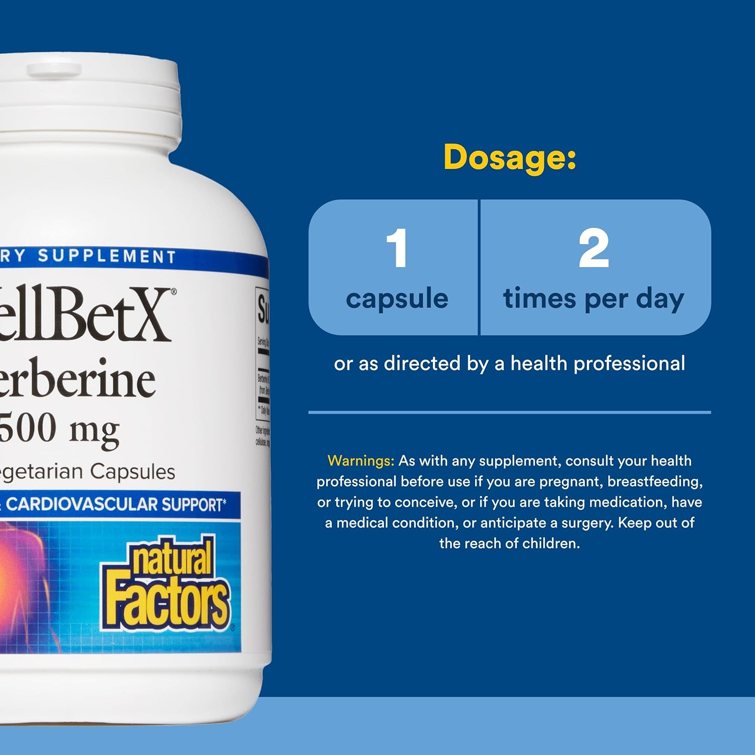 Natural Factors - WellBetX® Berberine 500 mg, 60 vcaps-Helps maintain healthy blood sugar balance-Restores insulin sensitivit