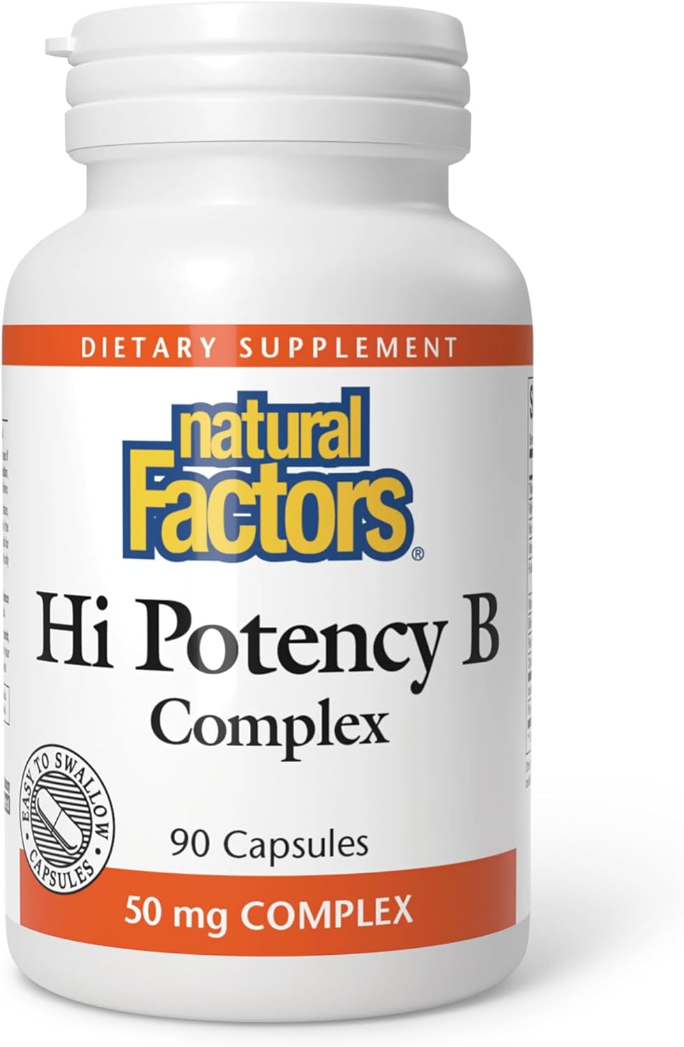 Natural Factors Hi Potency Vitamin B Complex, 50 mg, 90 Capsules