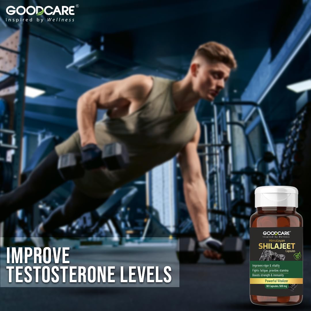 Goodcare Pure Himalayan Shilajit/Shilajeet 60 Capsules | Natural Ayurvedic Performance Booster | Enhances Stamina, Strength, Energy & Immunity
