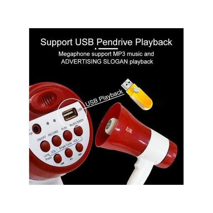 Handheld Megaphone with Loud Speaker, Recorder USB Memory Card Input Announcing Talk Record Play Siren Music, Rechargeable Battery Included