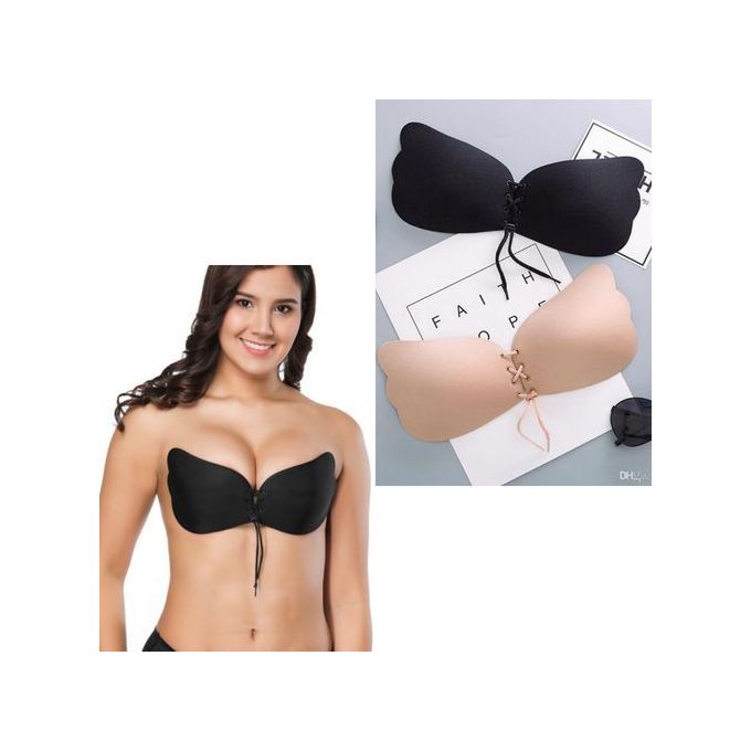 Free silicone nipple covers waterproof reusable Wing butterfly Backless strapless sticky bra invisible silicone lift push up self adhesive bra