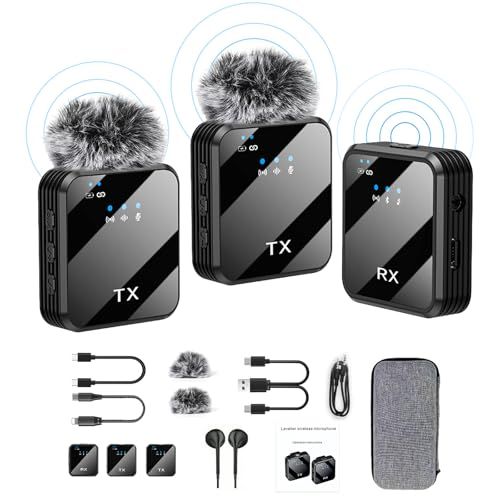 F11-2 Wireless Lavalier Microphone with Noise Reduction for Smartphones Cameras Interviews and Video Recording