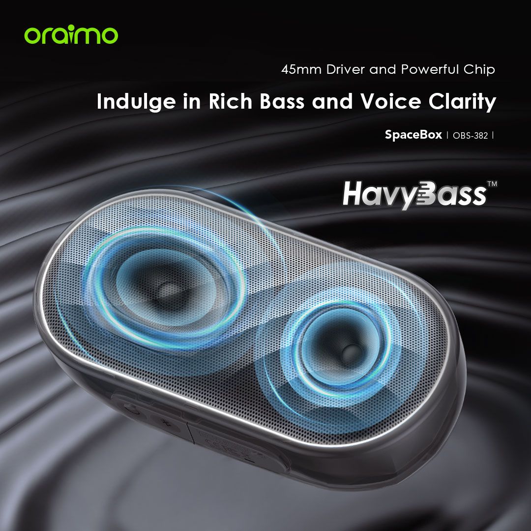 Oraimo SpaceBox Wireless Bluetooth Speaker with 8W Output, Personalized Light Show, TF/FM Support and Portable Rechargeable Design