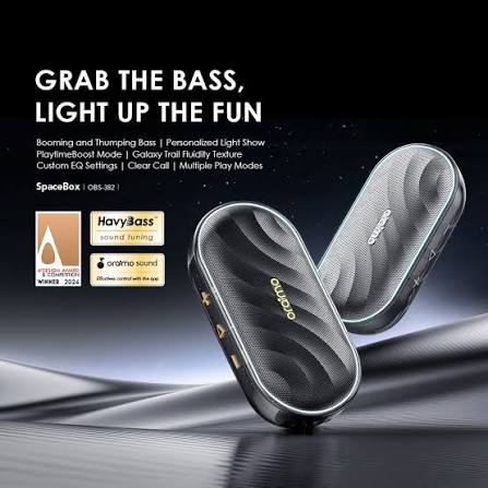 Oraimo SpaceBox Wireless Bluetooth Speaker with 8W Output, Personalized Light Show, TF/FM Support and Portable Rechargeable Design