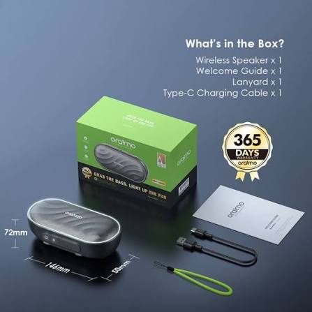Oraimo SpaceBox Wireless Bluetooth Speaker with 8W Output, Personalized Light Show, TF/FM Support and Portable Rechargeable Design