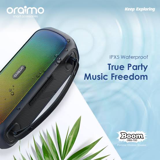 Oraimo Bass Go Boom Wireless Bluetooth Speaker with Powerful Bass Clear Sound and Portable Rechargeable Design