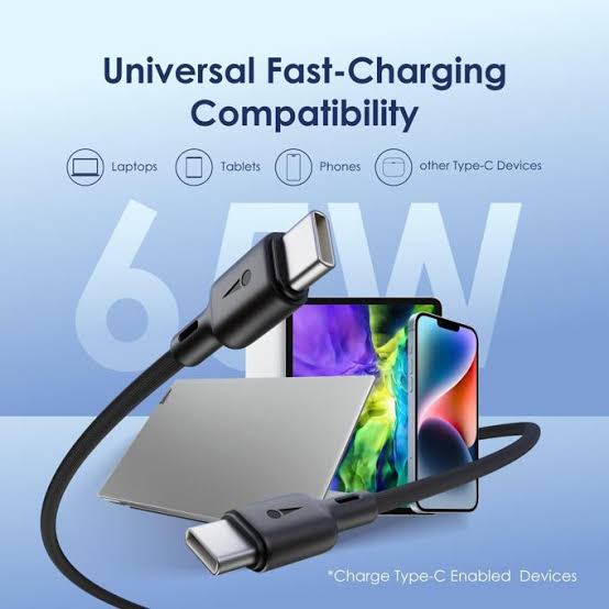 Oraimo USB-C to USB-C Fast Charging Cable with Durable Design for Smartphones, Tablets, and Laptops