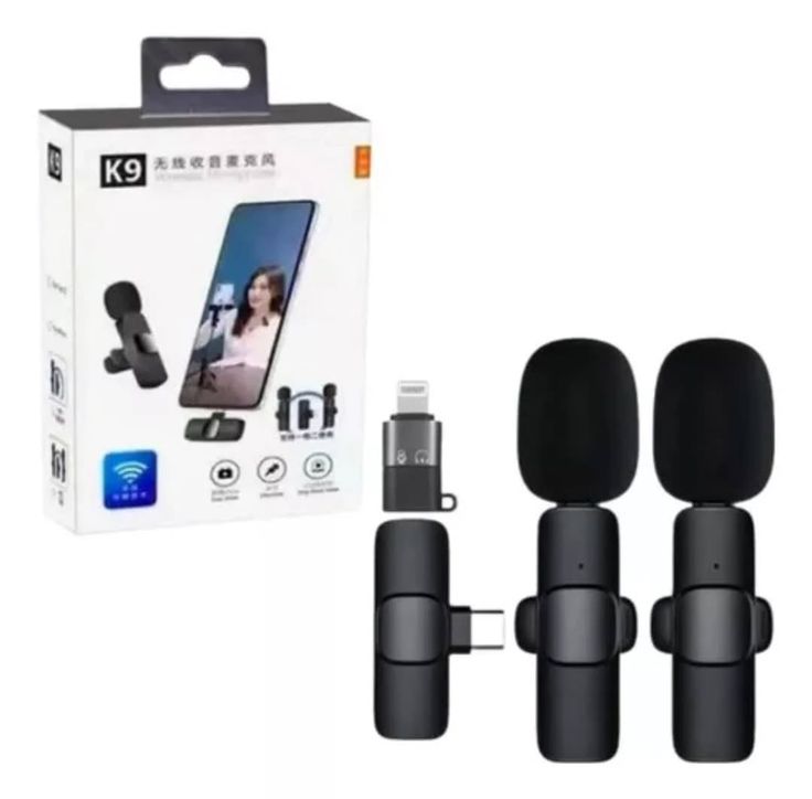K9 Portable Wireless Microphone for Smartphones, Plug-and-Play Lavalier Mic for Video and Content Creation
