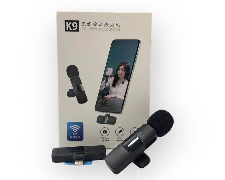 K9 Portable Wireless Microphone for Smartphones, Plug-and-Play Lavalier Mic for Video and Content Creation