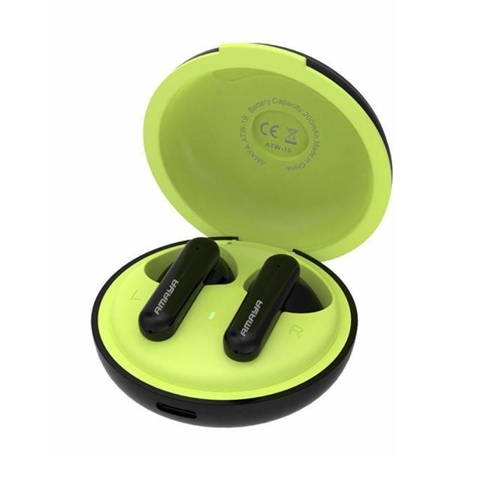 Amaya ATW-19 Wireless Pods with Clear Sound, Touch Control and Portable Charging Case