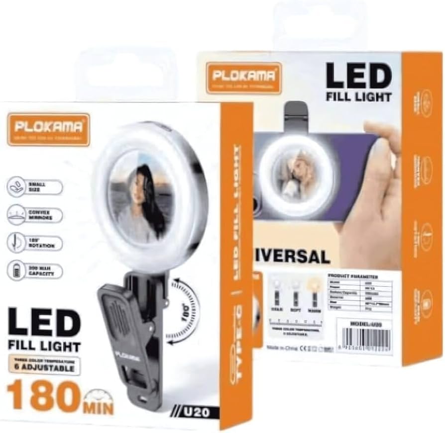 Plokama U20 LED Fill Light with Adjustable Brightness and Portable Design