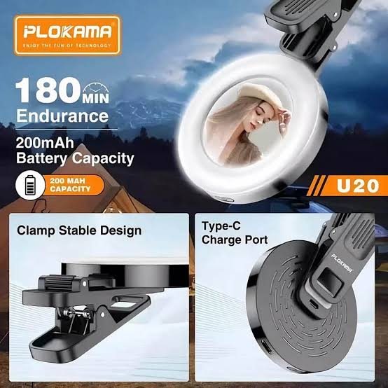 Plokama U20 LED Fill Light with Adjustable Brightness and Portable Design