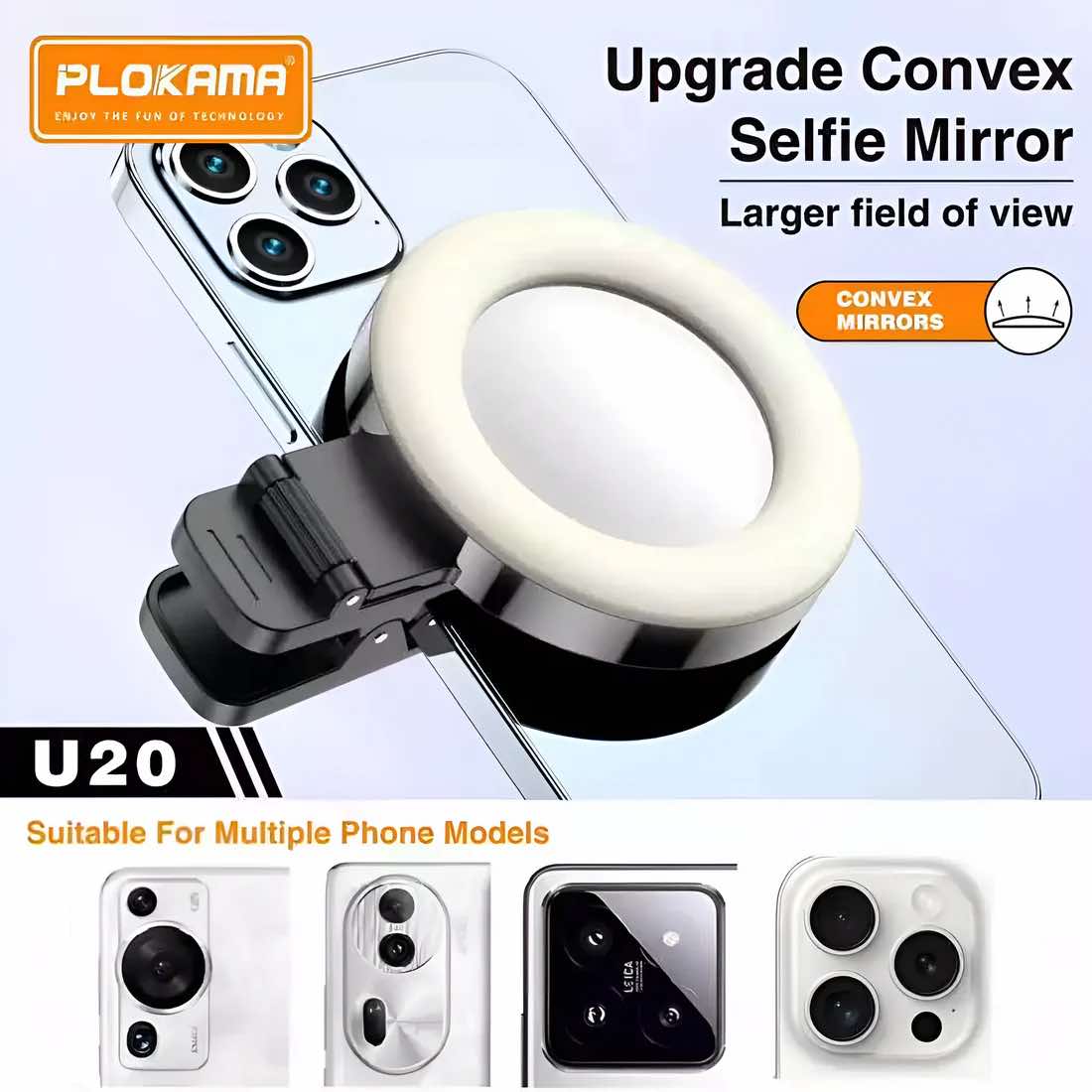 Plokama U20 LED Fill Light with Adjustable Brightness and Portable Design