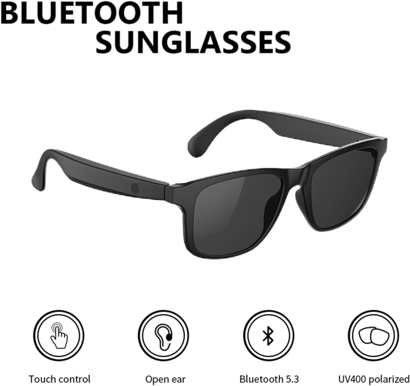 V2 Bluetooth Smart Glasses with Wireless Audio, Hands‑Free Calling and UV Protection