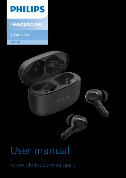 Phillips T1000 Wireless Bluetooth Pods with Charging Case, Touch Control and Clear Sound