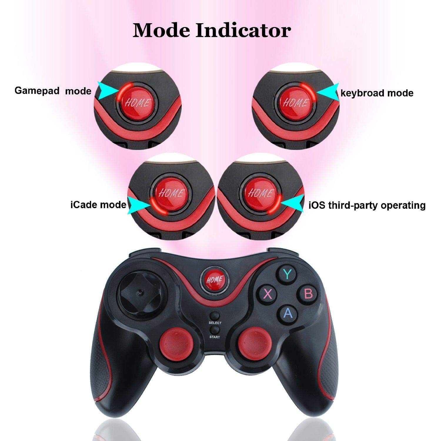 V8 Bluetooth Wireless Game Pad Controller with USB Charging, Phone Holder & Multi‑Platform Support