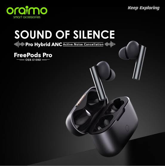Oraimo FreePods Pro Wireless Earbuds – Bluetooth 5.3 Headset, Active Noise Reduction, Deep Bass Sound, Touch Control, Charging Case