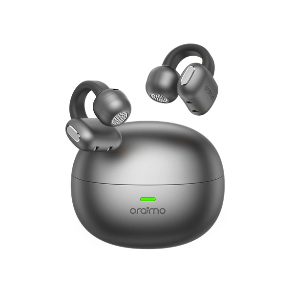 Oraimo Open Snap N Buds Clip-On Wireless Earbuds – Bluetooth Headset, Open-Ear Design, Touch Control, Compact Charging Case