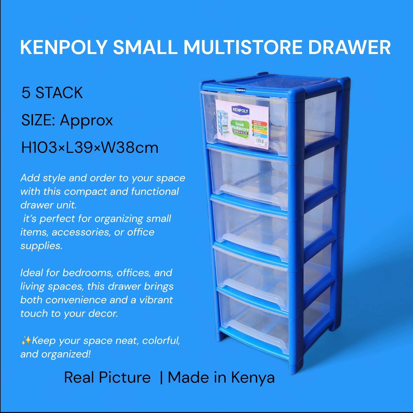 Kenpoly Small Multistore Drawer  Keep your space neat and organized with the Kenpoly Small Multistore Drawer, perfect for storing a variety of household, office, or cosmetic items.