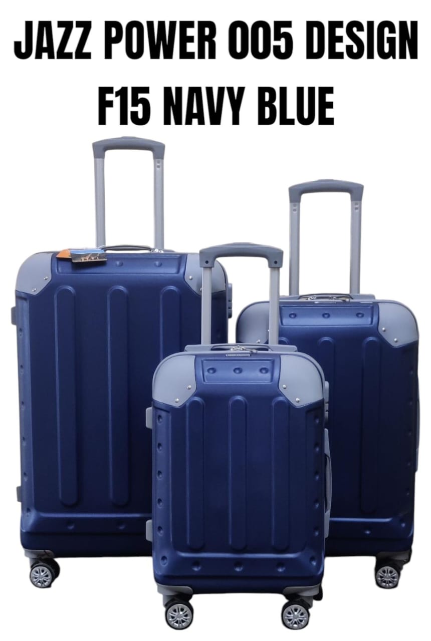 3pcs Set[ TRAVEL IN STYLE 🤩🤩✨ !!! ]Jazz Power 3-Piece Luggage Set – 005 Design F15 Sky Blue Hardcase Suitcases with 360° Spinner Wheels