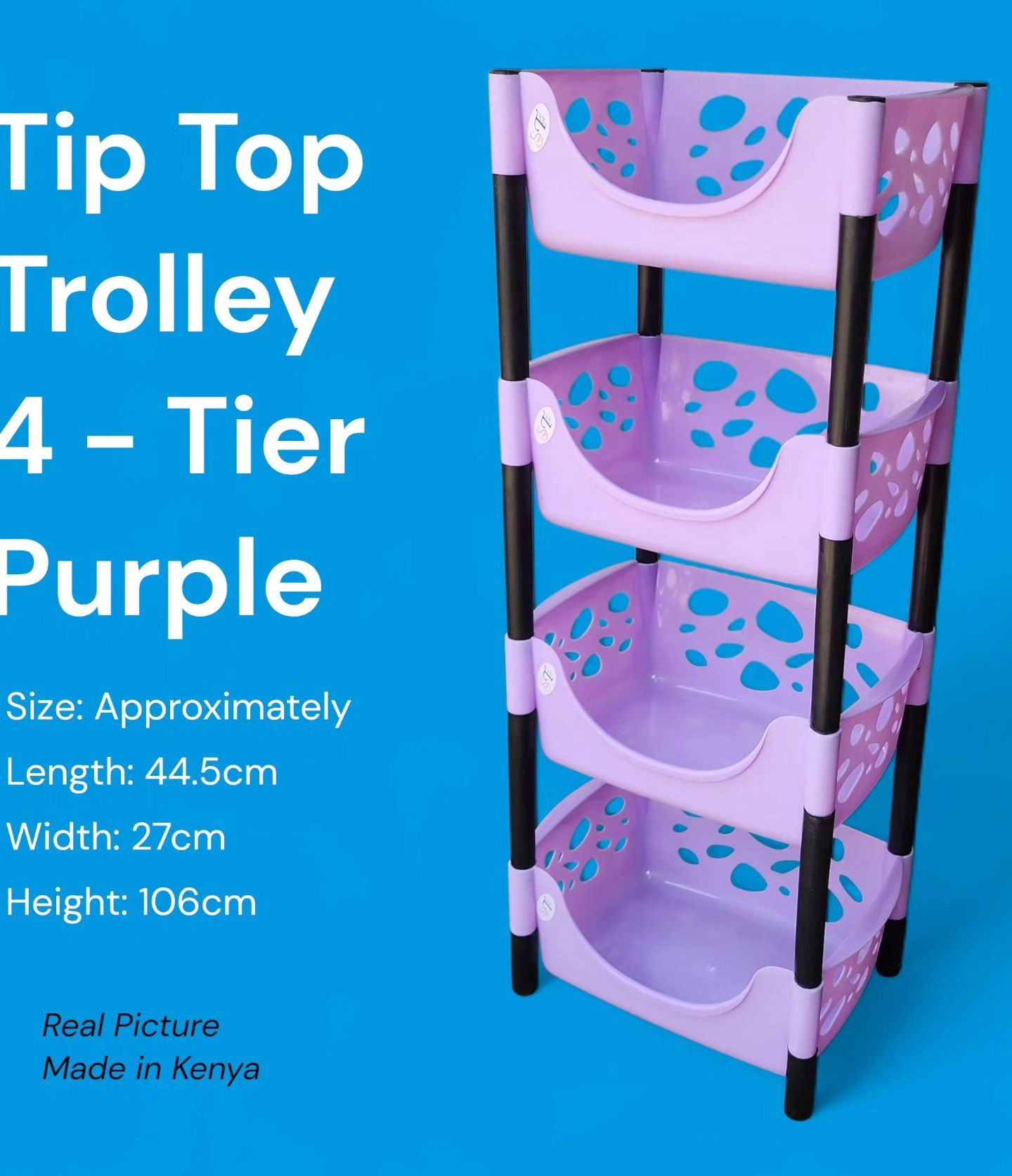 🤑🥑GRAB IT AT LOW PRICE+ ADDED OFFERS **🥑🌽 ] Brand New Very Quality Durable 🛒 Tip Top 4-Tier Storage Trolley ✅ Spacious & multi-purpose – perfect for kitchen (fruits, veggies, utensils)