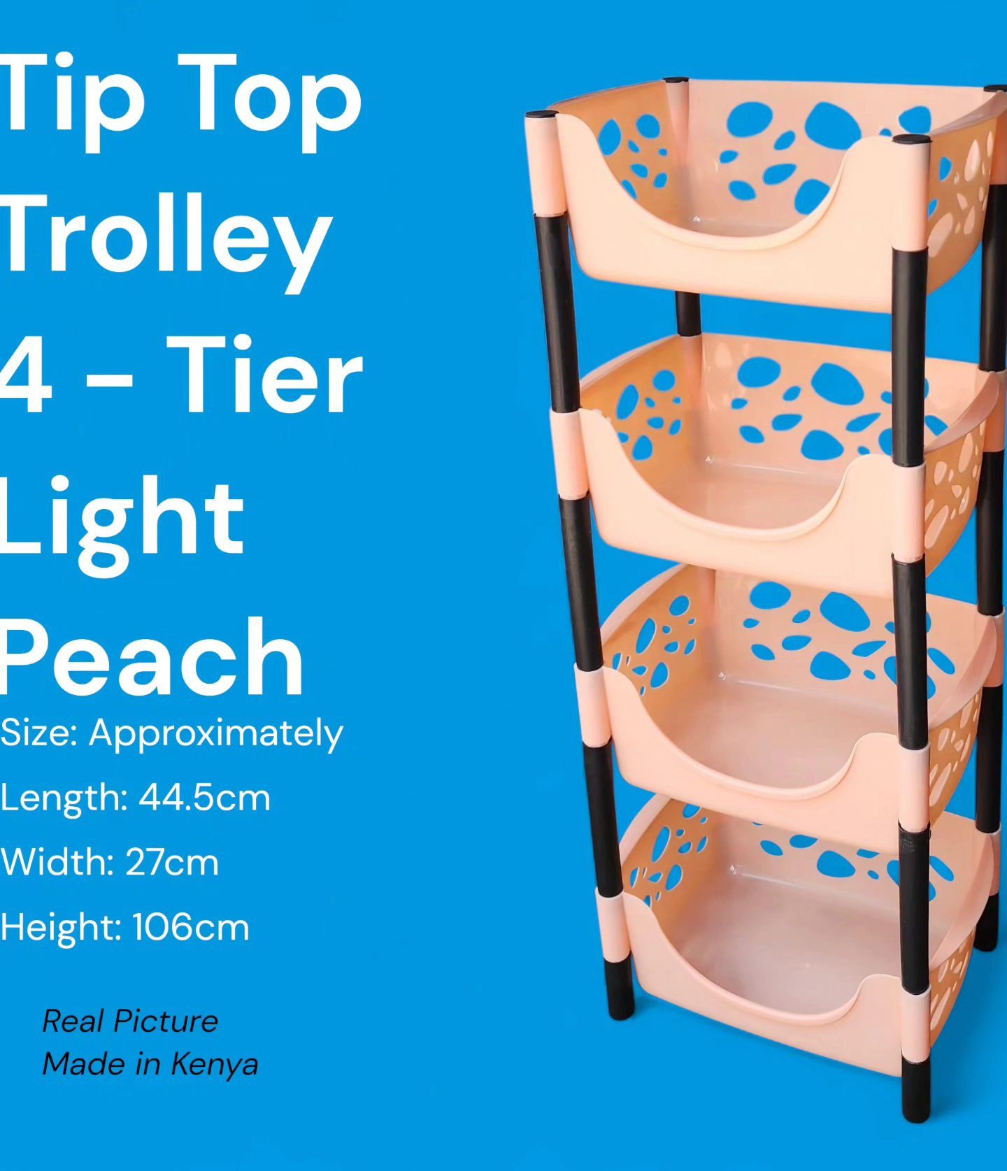 🤑🥑GRAB IT AT LOW PRICE+ ADDED OFFERS **🥑🌽 ] Brand New Very Quality Durable 🛒 Tip Top 4-Tier Storage Trolley ✅ Spacious & multi-purpose – perfect for kitchen (fruits, veggies, utensils)