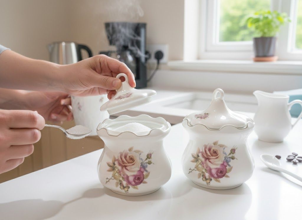 3pcs Bone China Shapely Sugar Dish Set with Gold Ring – Elegant Tableware Accessory
