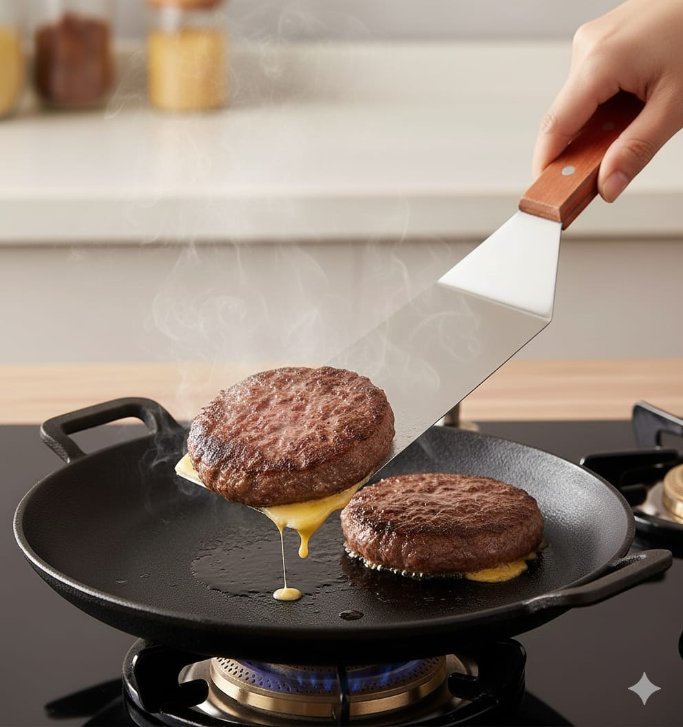 Heavy Duty Stainless Steel Chef Spatula – Professional Cooking & Grilling Turner