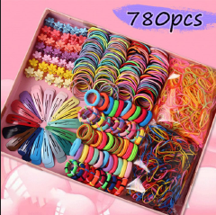 780Pcs Girls Colorful Hair Bands Set Nylon Elastic Rubber Accessories Children Ponytail Holder Scrunchies Baby Cute Headband