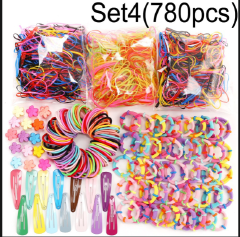 780Pcs Girls Colorful Hair Bands Set Nylon Elastic Rubber Accessories Children Ponytail Holder Scrunchies Baby Cute Headband