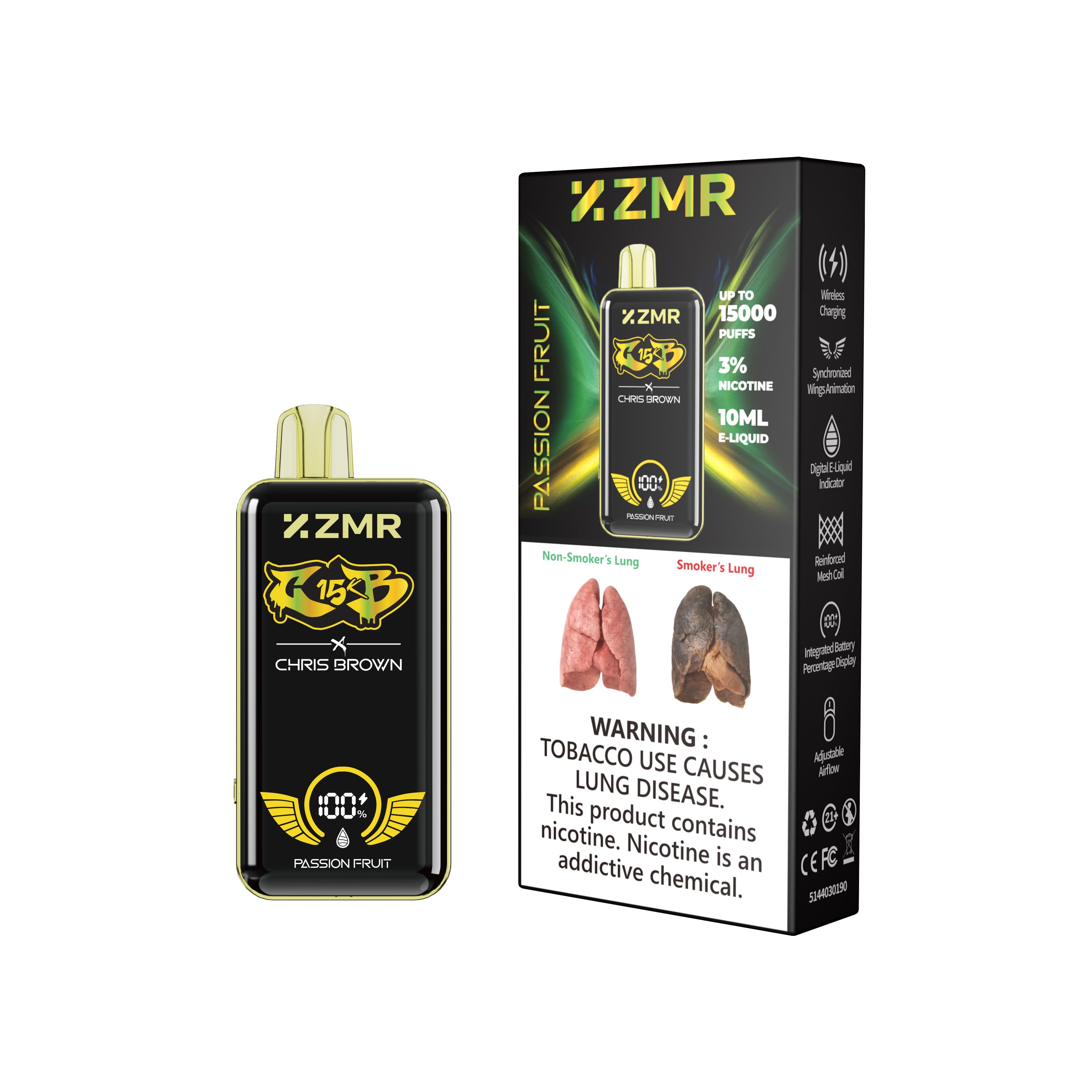 ZMR R15 Disposable Vape – 15000 Puffs Smart Display, Adjustable Airflow, Wireless Charging
