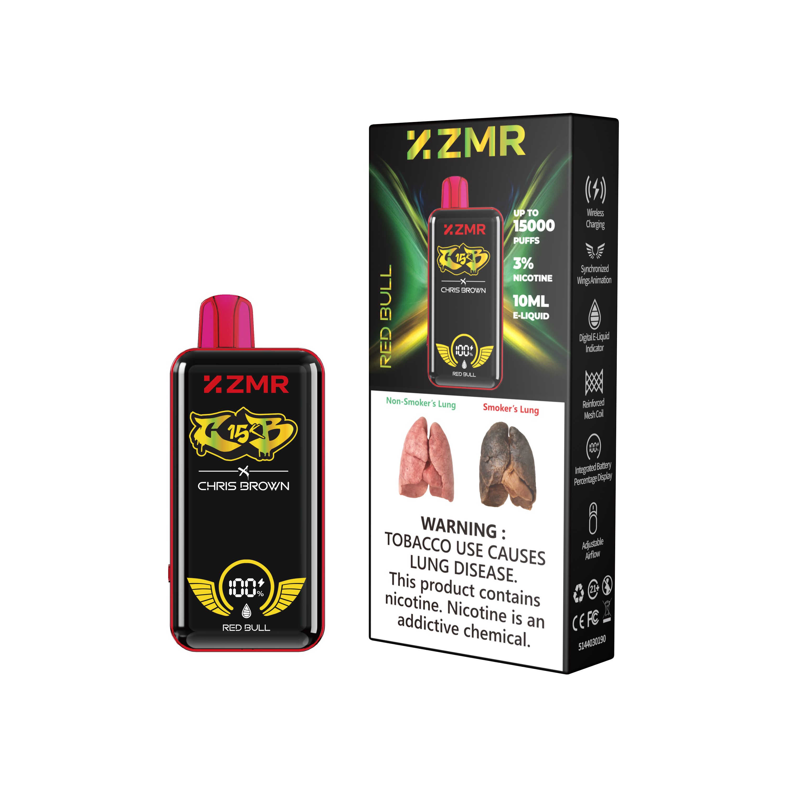 ZMR R15 Disposable Vape – 15000 Puffs Smart Display, Adjustable Airflow, Wireless Charging
