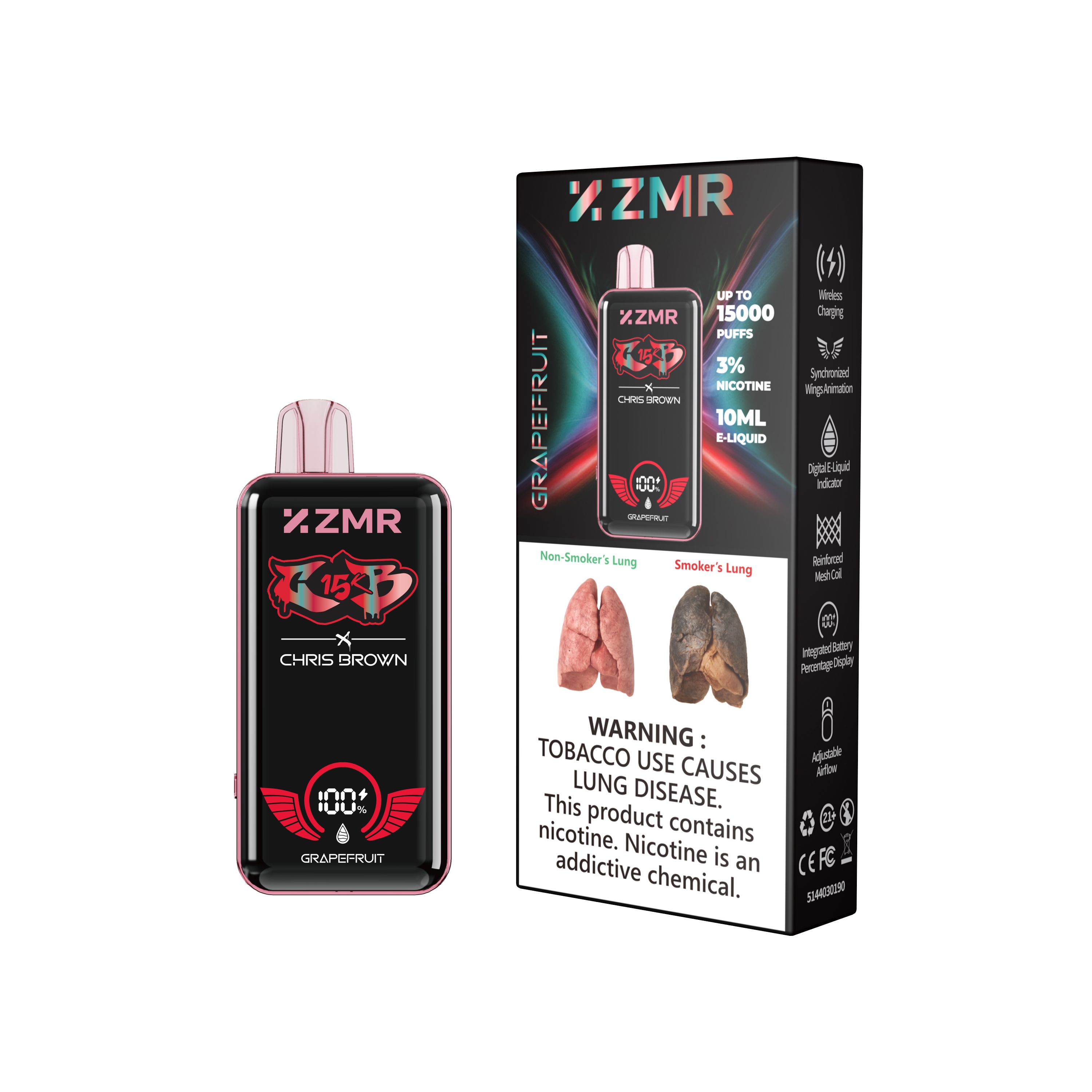 ZMR R15 Disposable Vape – 15000 Puffs Smart Display, Adjustable Airflow, Wireless Charging